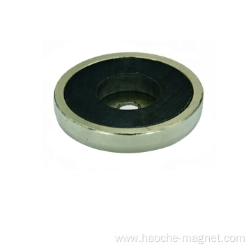 Y30 Sintering ferrite pot shaped magnet with counterborn